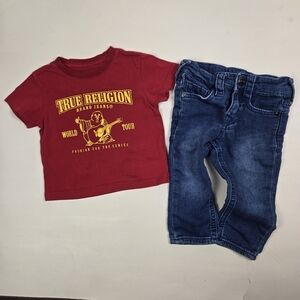 True Religion Kids Red Buddha Tee/ Soft Jegging Jeans Set 12 Months